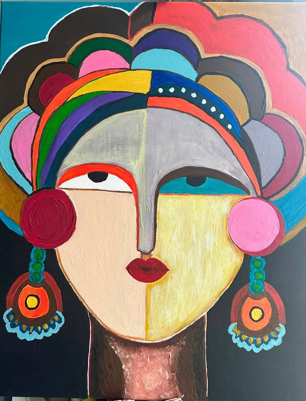 Couronne arc-en-ciel — Acrylique sur toile de Moufida Benkhalifa
