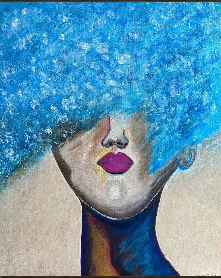 Afro azur — Acrylique sur toile de Moufida Benkhalifa