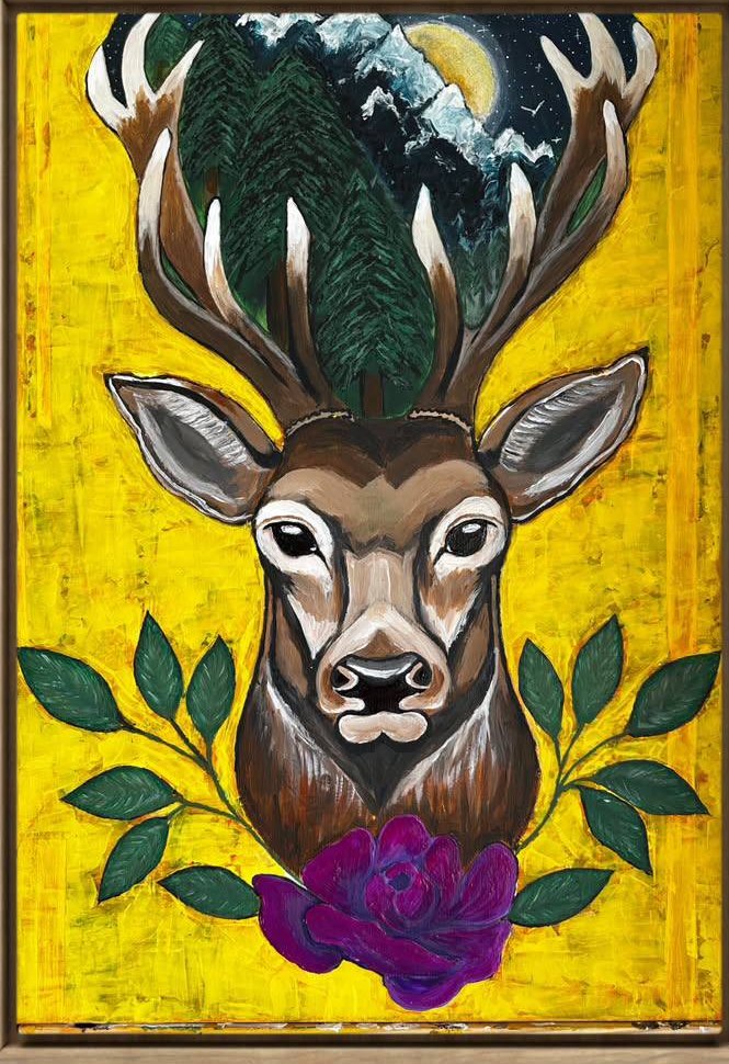 Cerf des cimes — Acrylique sur toile de Moufida Benkhalifa