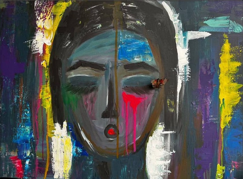 Larme de couleurs — Acrylique sur toile de Moufida Benkhalifa