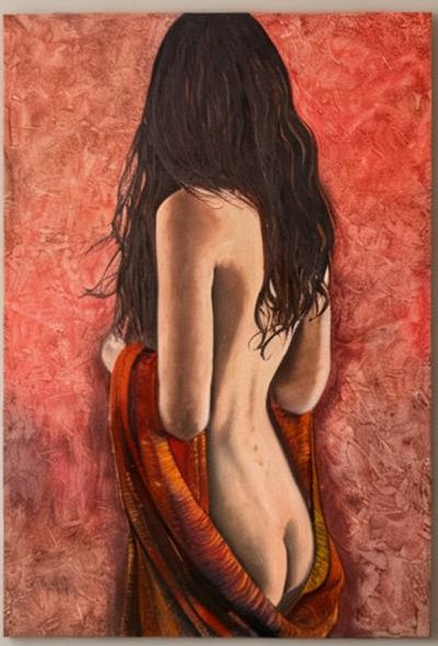 Chevelure Safran — Huile sur toile de Moufida Benkhalifa